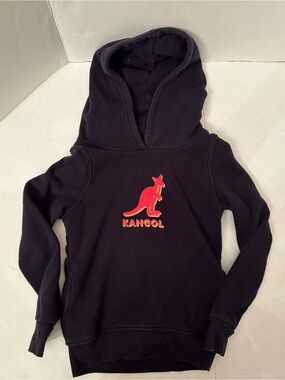 Kangol Kids Black Hoodie with Red Kangaroo Patch